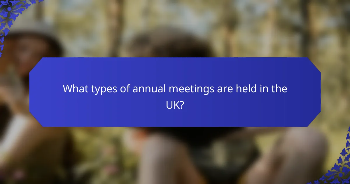 What types of annual meetings are held in the UK?